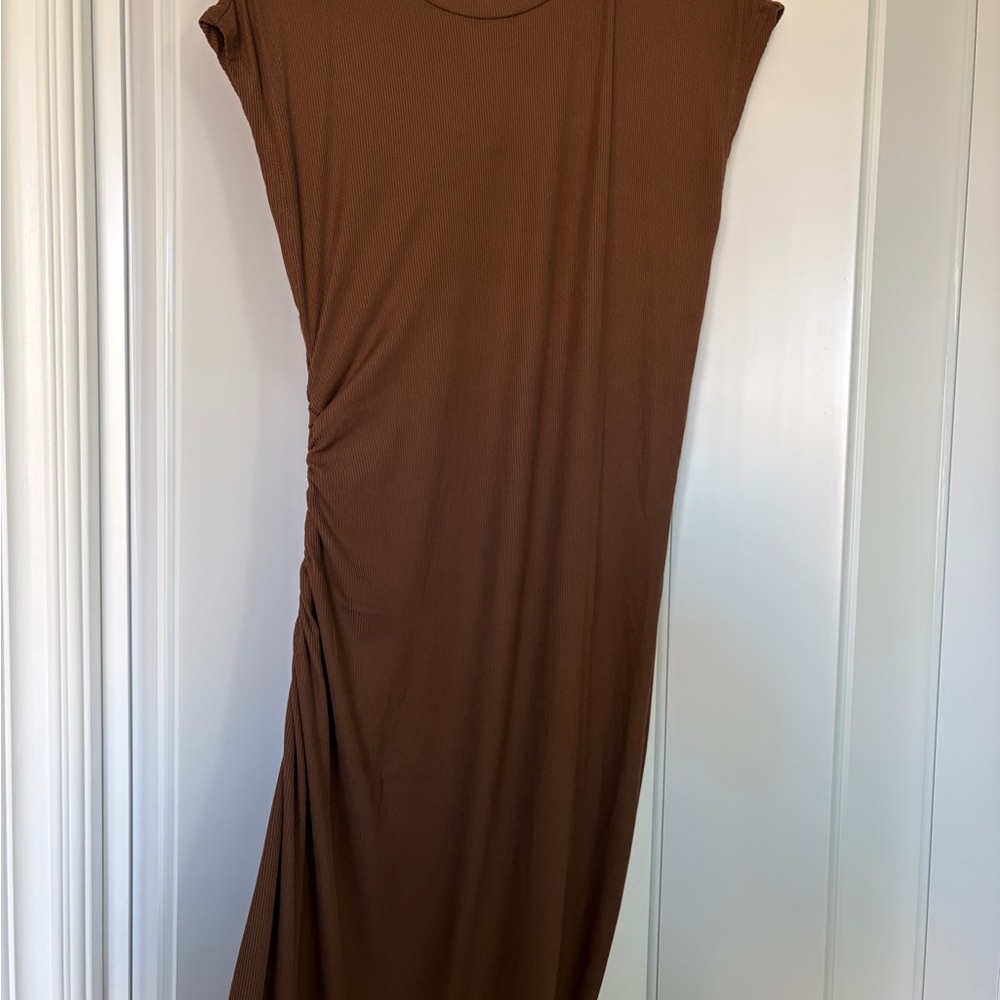 Cider Asymmetrical Dress in Chocolate Brown